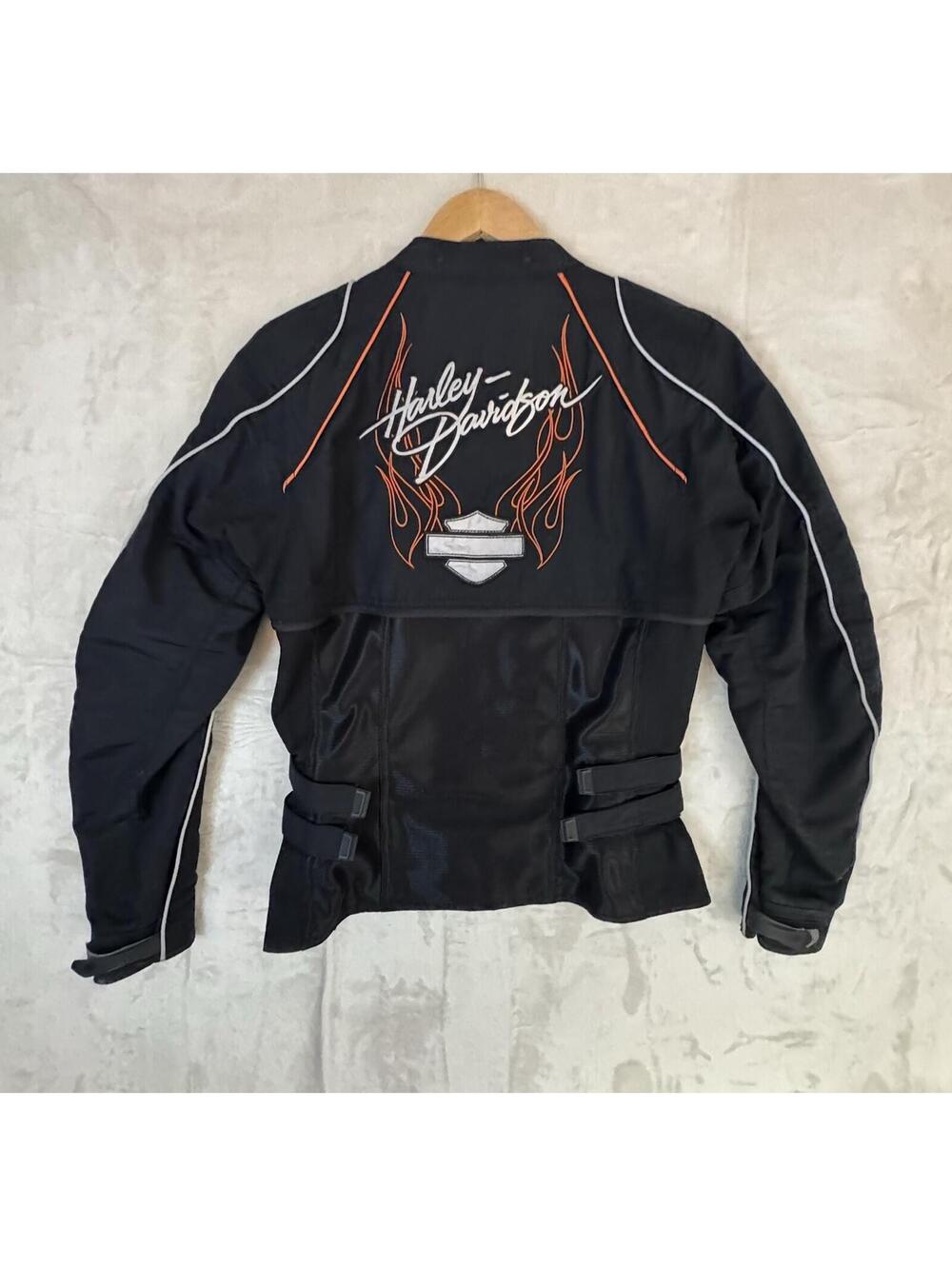 Harley Davidson Womens Small Riding Jacket Black Mesh Armor Moto Zip Adjustable